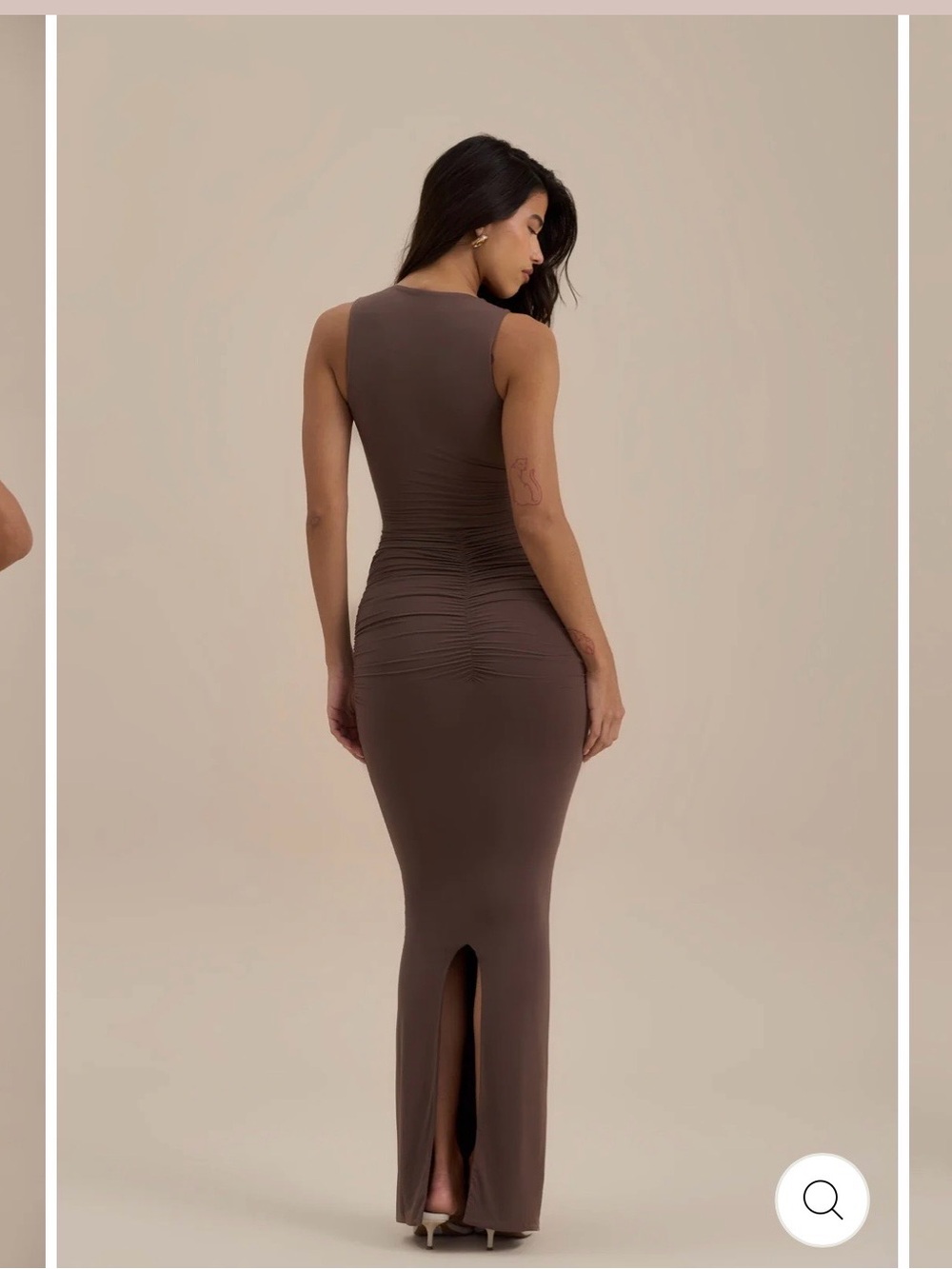 Sleeveless Ruched Back Maxi Dress in Mousse